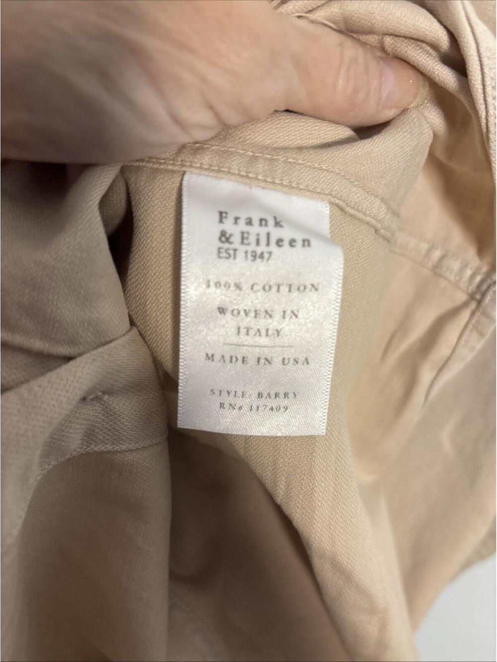 Frank & Eileen Barry Tan Distressed Button Down Long Sleeve Shirt Med - Picture 7 of 8